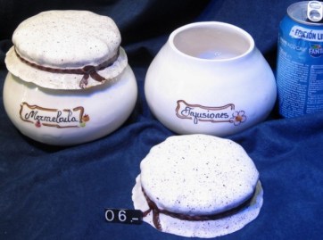 06 BOTES COCINA CERAMICA MERMELADA INFUSIONES
